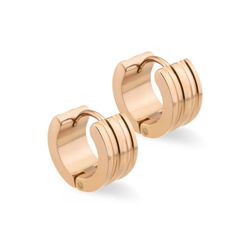 Rose gold plated Steel Huggies w/Grooves Rose gold plated Steel Huggies w/Grooves